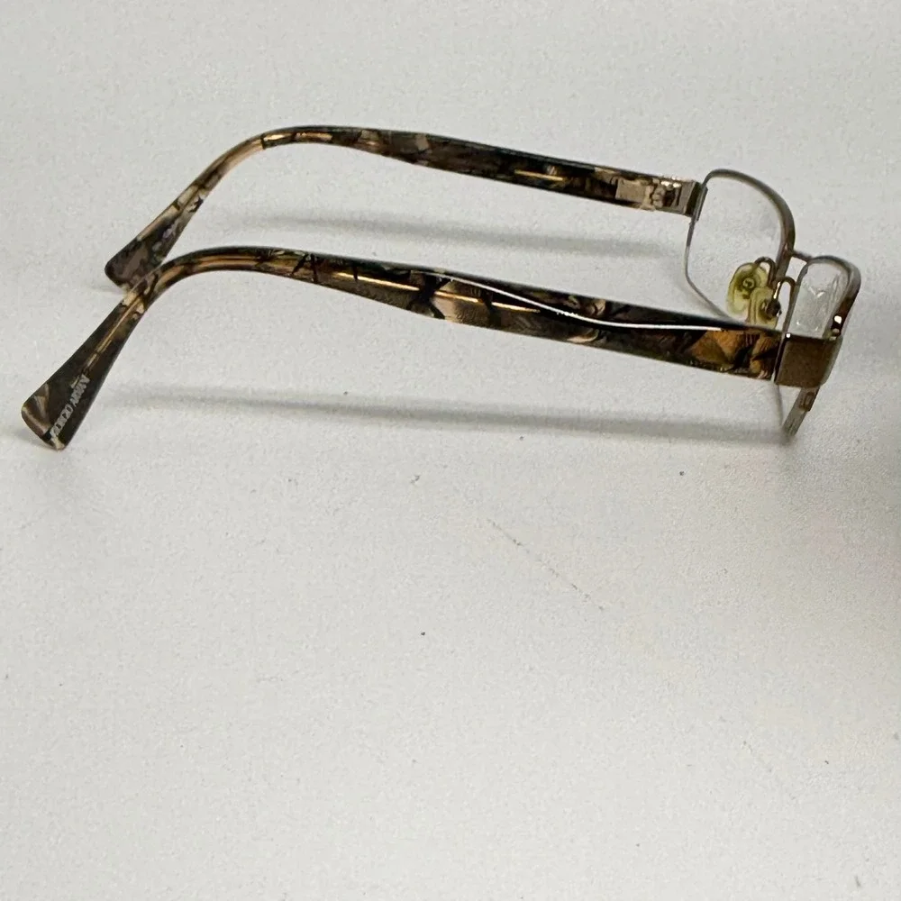 Giorgio Armani GA 649 NPJ Bronze Semi Rimless Rectangular Eyeglass Frames Italy